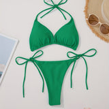 Bikini liemenėlė ant kaklo su V formos kelnaitėmis