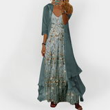 Ilga suknelė su megztiniu (2 dalių komplektas)