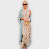 Long floral dress with a spacious jacket