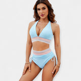 Aukštu liemeniu bikinis su pakietinimais