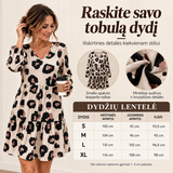 LEONA™ | Leopardo rašto suknelė V formos iškirpte