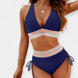 Aukštu liemeniu bikinis su pakietinimais