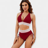 Aukštu liemeniu bikinis su pakietinimais