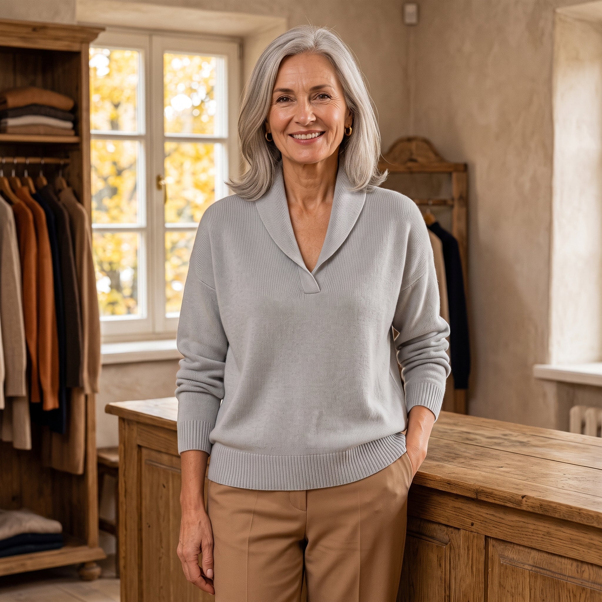 VILIJA™ | Minkštas megztinis su skaros tipo apykakle