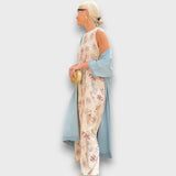 Long floral dress with a spacious jacket