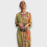 Long floral dress with a spacious jacket
