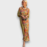 Long floral dress with a spacious jacket