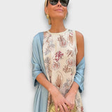 Long floral dress with a spacious jacket
